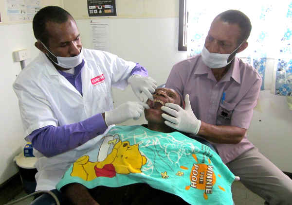 A man being treated at Mt Hagen dental clinic