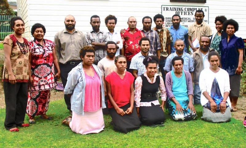 The pioneer CBPM students from Western Highlands pose for a picture after their exams with some of their training facilitators