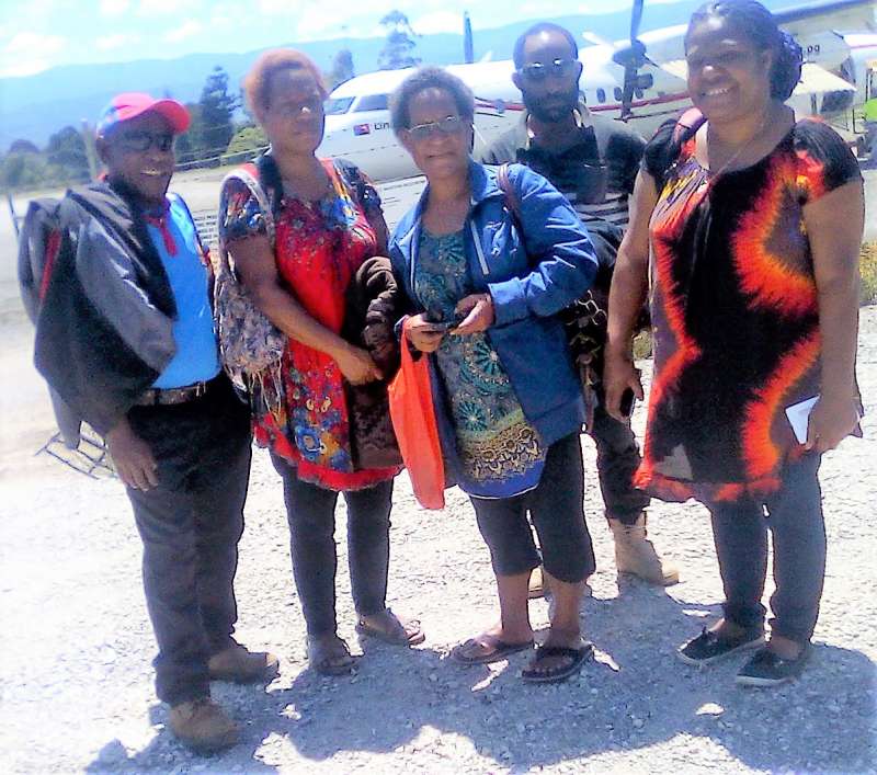 Clinicians from WHPHA are pictured in Tari, getting ready to fly back to Mt Hagen