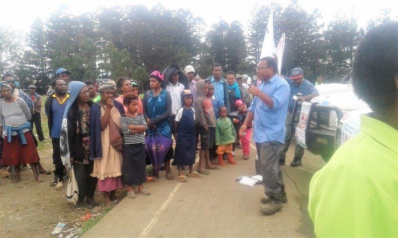 Cold Chain Officer, Joe Kumi addresses the crowd at another gathering.