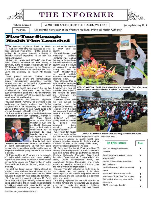 WHPHA News January-February 2019 issue
