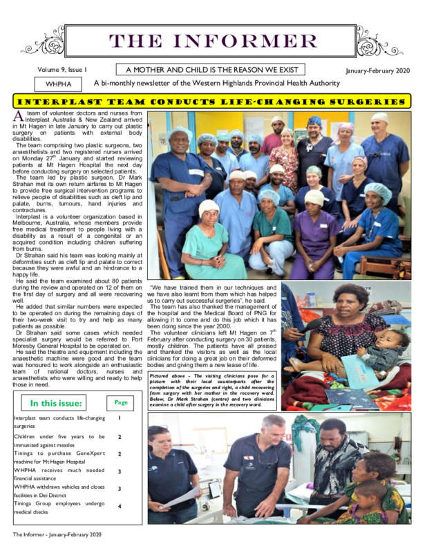 WHPHA News January-February 2020 issue