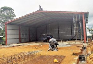 Workmen putting on the finishing touches to the new expanded Covid-19 unit.