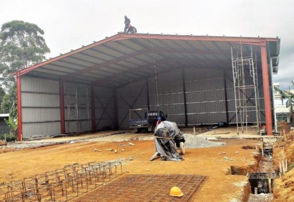 Workmen putting on the finishing touches to the new expanded Covid-19 unit.