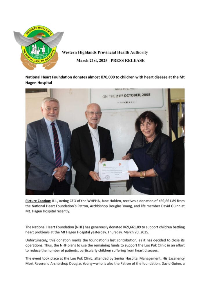 NHF donates almost K70,000 to the Cardiac Services