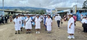 Nurses parading in Mt Hagen Town