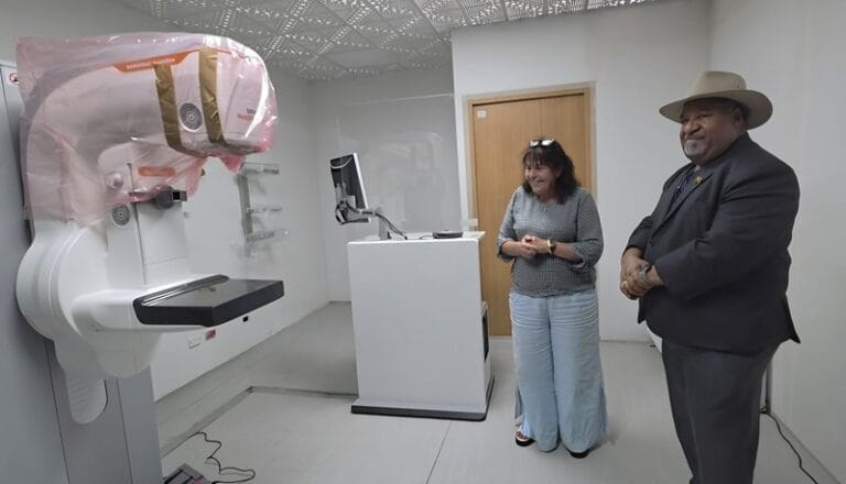 CEO Holden and Governor Rapa are inside the new Mammogram Room