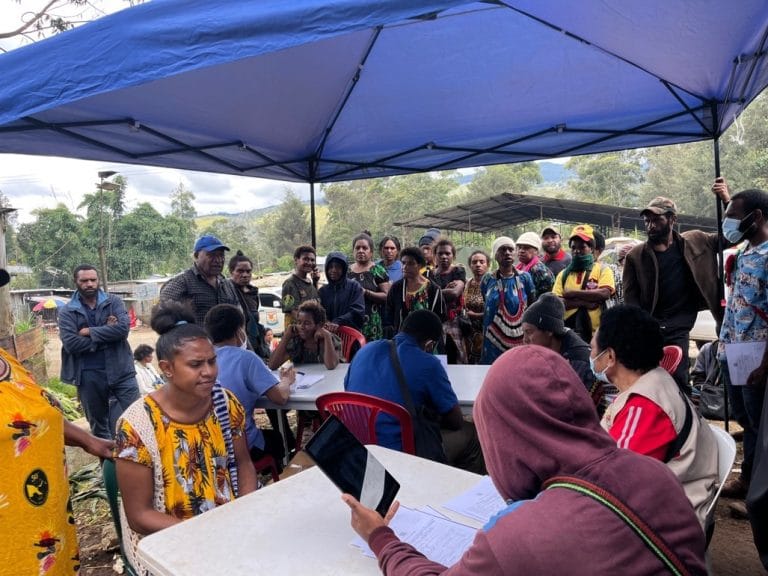 Community members attending TB screening at Warakum, Mt Hagen